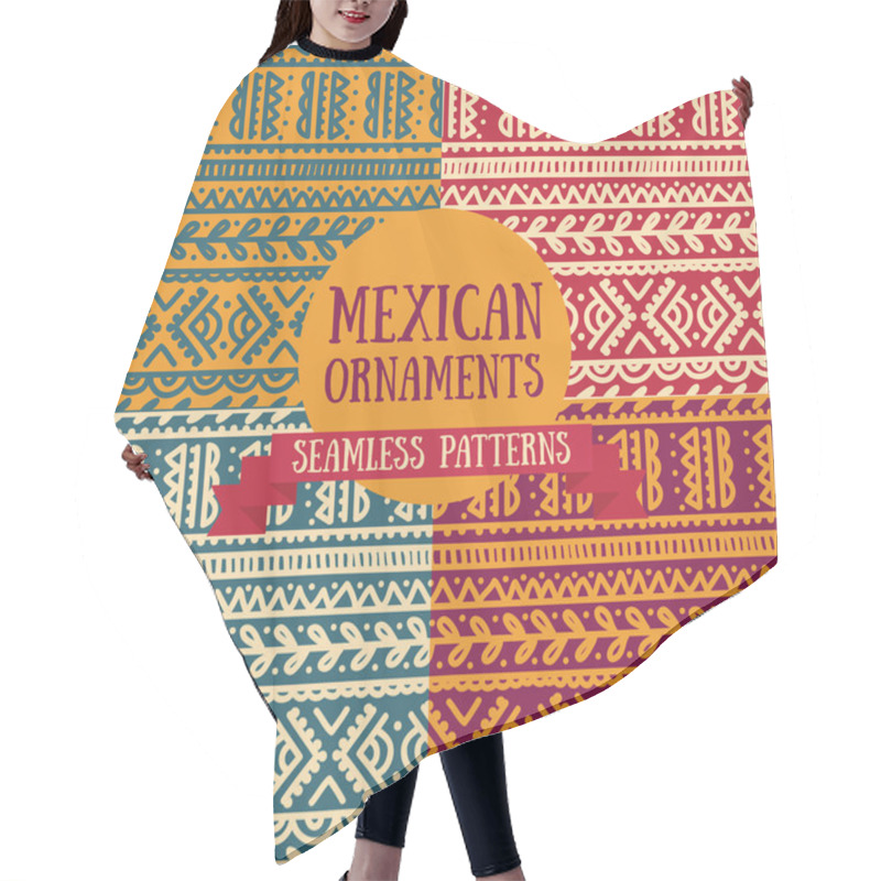 Personality  Set Of Abstract Seamless Patterns In Mexican Style Hair Cutting Cape