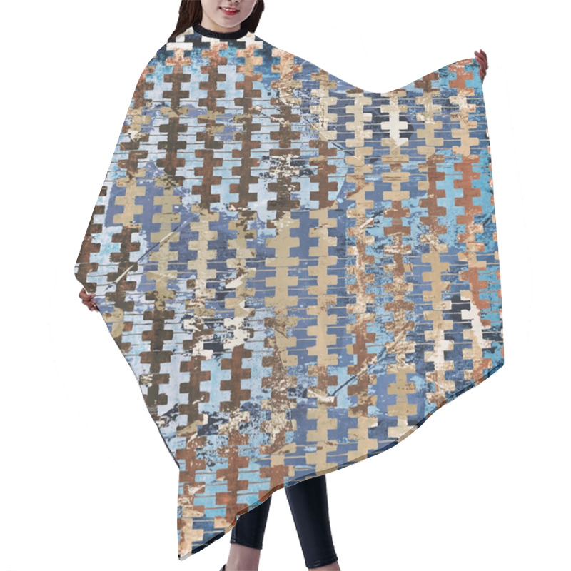 Personality  Geometric Boho Style Tribal Pattern With Distressed Texture And Effect Hair Cutting Cape