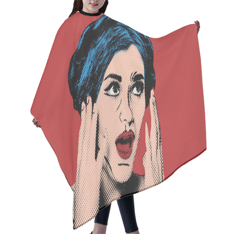 Personality  Pop Art Comic Style Woman, Retro Poster Hair Cutting Cape