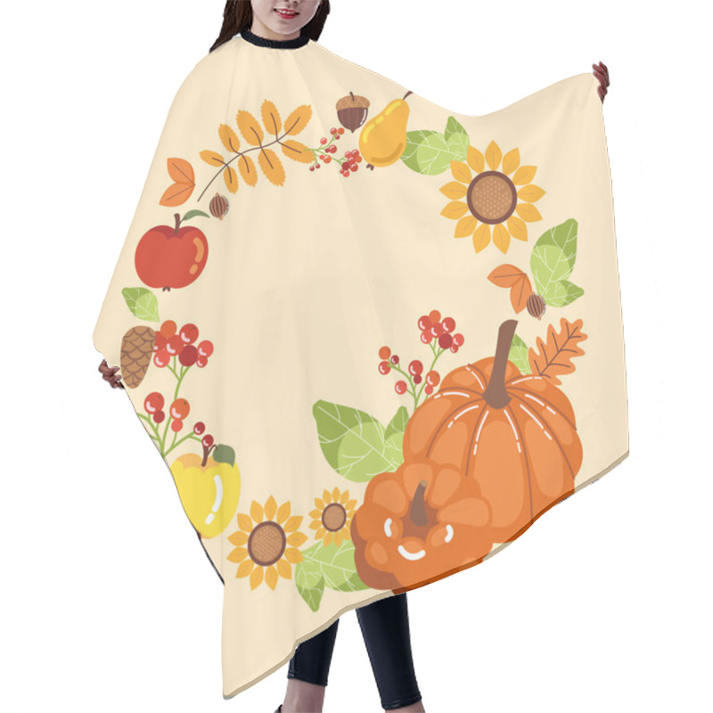 Personality  Wreath With Pumpkins Of Autumn And Decoration Hair Cutting Cape