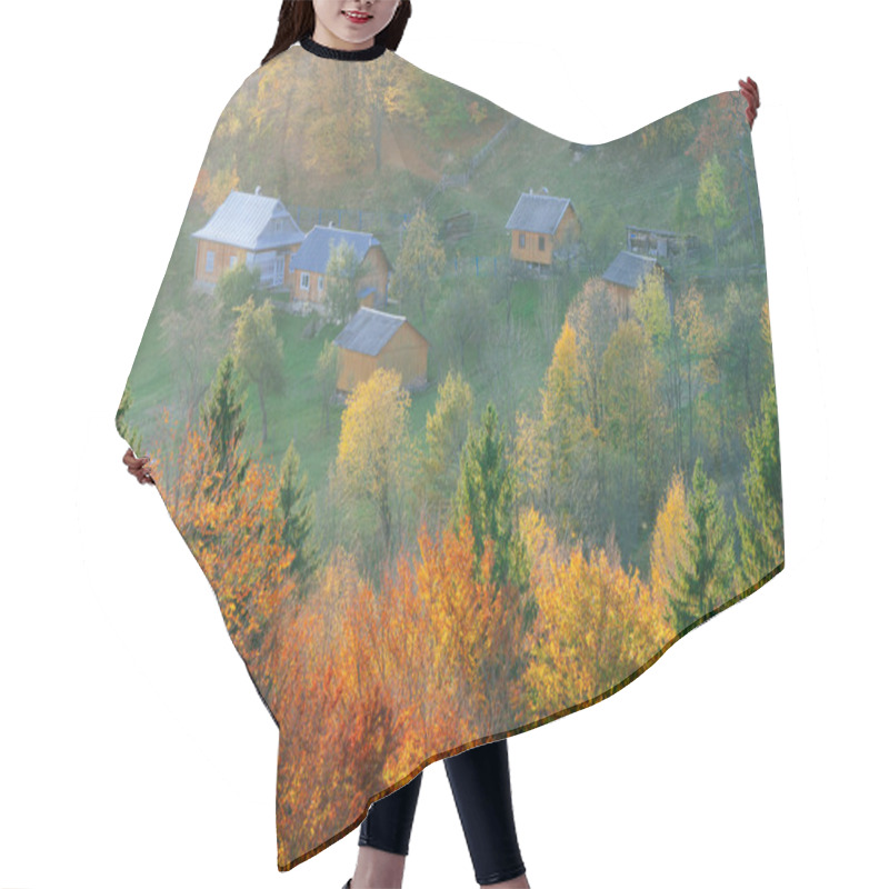 Personality  Autumn Landscape In A Mountain Village Hair Cutting Cape