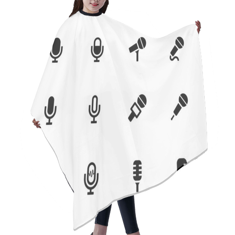 Personality  Microphone Icons On White Background. Hair Cutting Cape