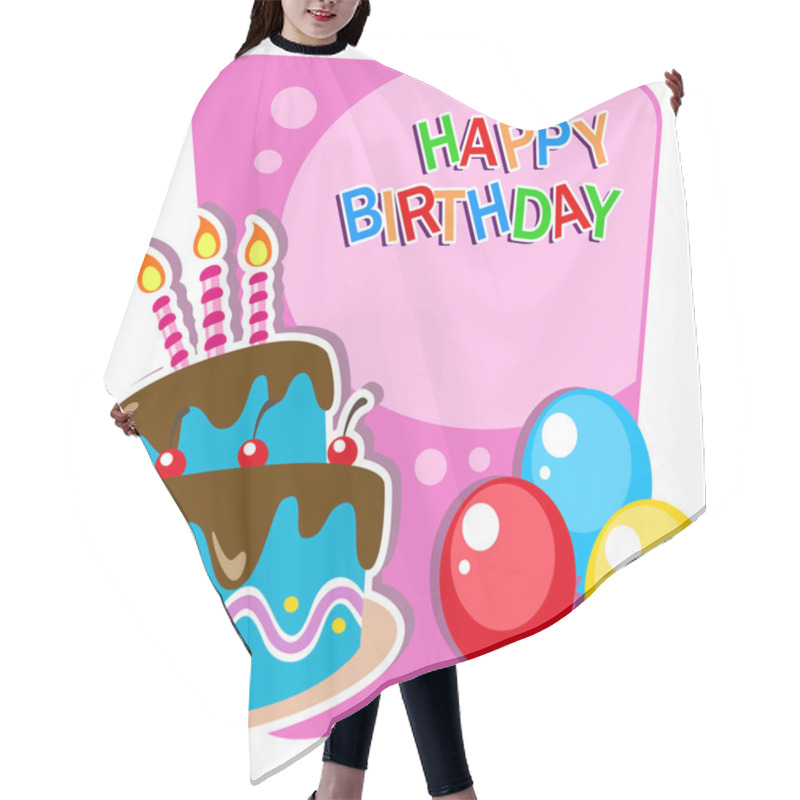 Personality  Happy Birthday Card Template With Layered Cake Hair Cutting Cape