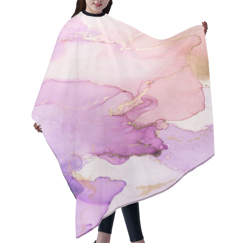 Personality  Swirling Shades Of Purple And Pink Blend Beautifully With Touches Of Gold, Creating An Elegant Abstract Artwork That Enhances Any Interior Space. Hair Cutting Cape