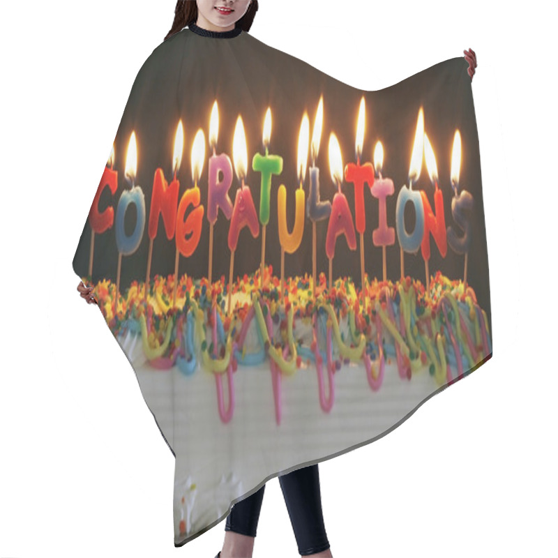 Personality  Congratulations Candles On Cake Hair Cutting Cape