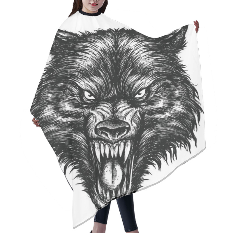 Personality  Hand Drawn Wolf Hair Cutting Cape