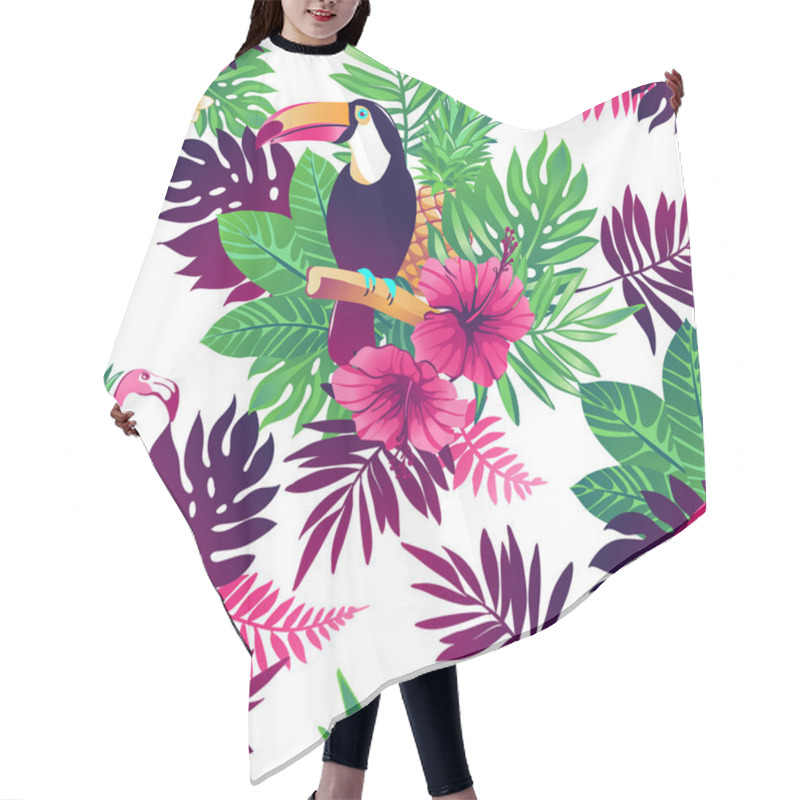 Personality  Tropical Seamless Pattern. Hair Cutting Cape