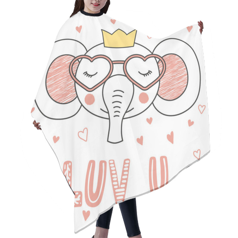 Personality  Cute Elephant In Heart Shaped Glasses Hair Cutting Cape