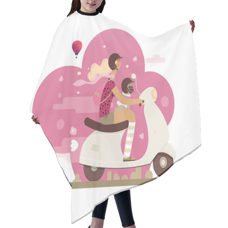 Personality  Girl On A Scooter Hair Cutting Cape