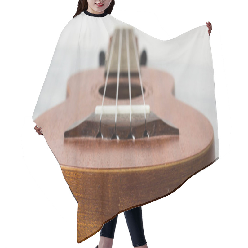 Personality  Close Up Of Ukulele On Old Wooden Background Hair Cutting Cape