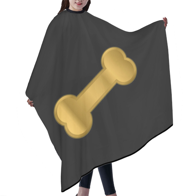 Personality  Bones Gold Plated Metalic Icon Or Logo Vector Hair Cutting Cape