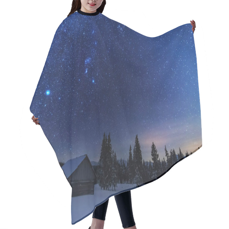 Personality  A Bright Starry Night In The Mountains With The Milky Way In The Sky, Venus And Millions Of Stars Highlighting Beautiful Mountain Huts In The Valley. Hair Cutting Cape