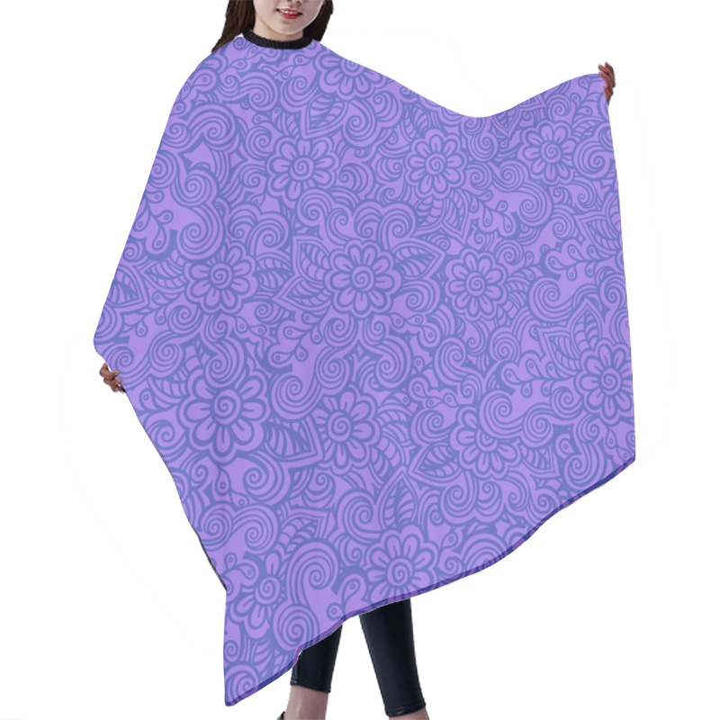 Personality  Hand Drawn Seamless Flower Pattern. Doodle Style Hair Cutting Cape