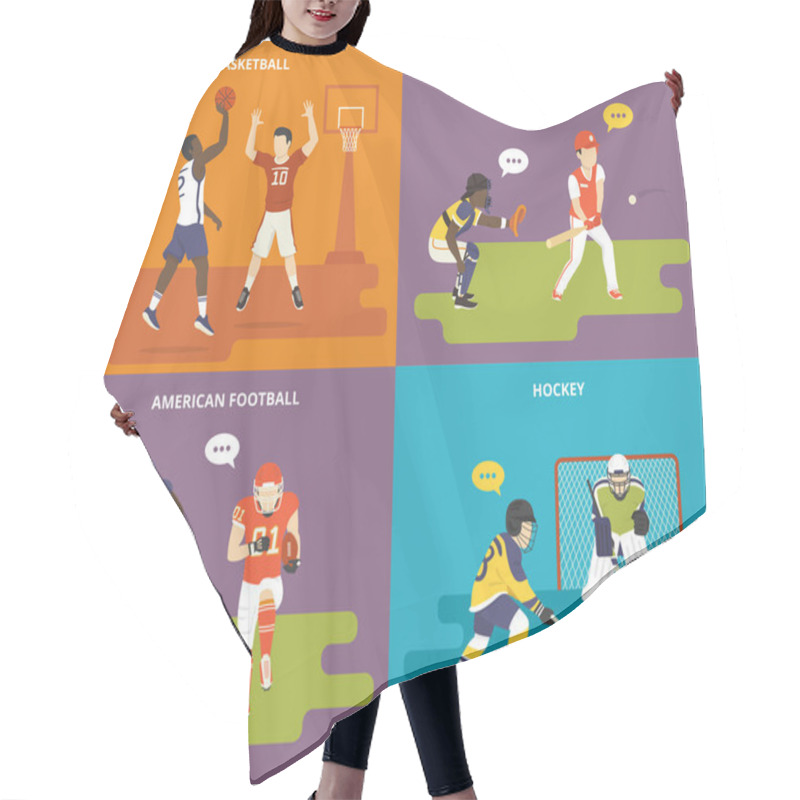 Personality  Flat Sport Icons Set Hair Cutting Cape