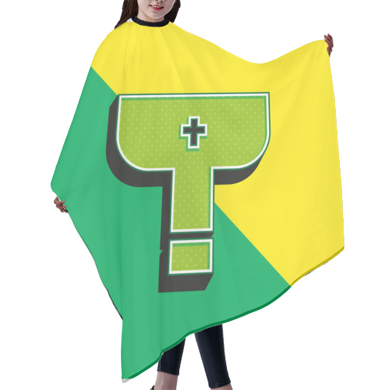 Personality  Baptism Green And Yellow Modern 3d Vector Icon Logo Hair Cutting Cape