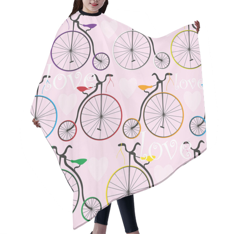 Personality  Texture With Old Bikes And Hearts Hair Cutting Cape