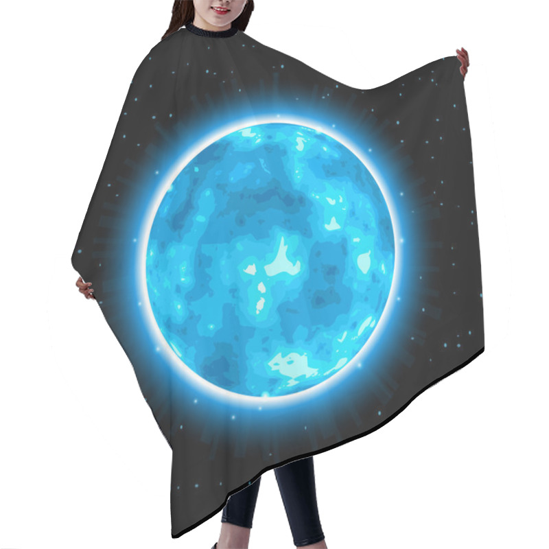 Personality  Blue Shiny Planet With Glow Hair Cutting Cape