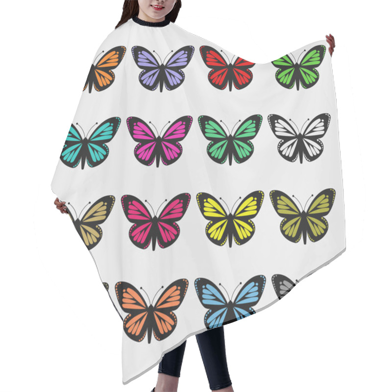 Personality  Butterfly Flat Vector Icons Hair Cutting Cape