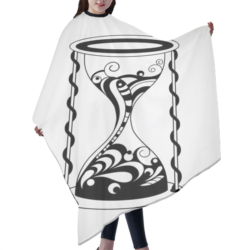 Personality  Vector Tattoo Hourglass Hair Cutting Cape