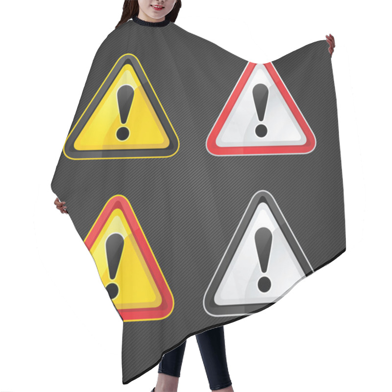 Personality  Hazard Warning Attention Sign Set On A Metal Surface Hair Cutting Cape