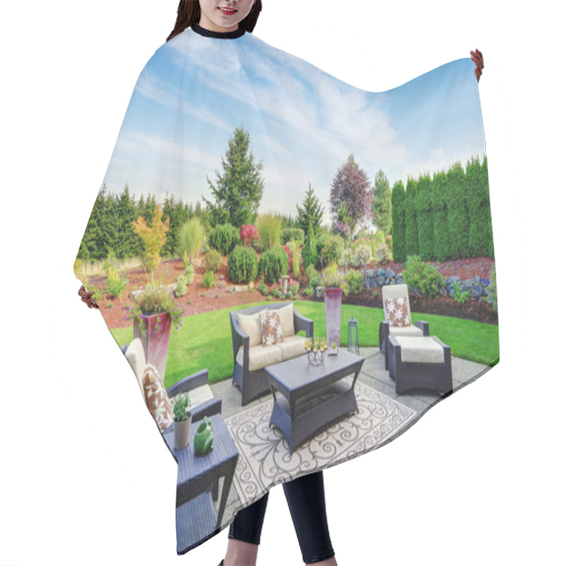 Personality  Impressive Backyard Landscape Design With Patio Area Hair Cutting Cape