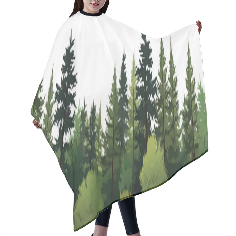 Personality  Dense Pine Forest Vector Simple 3d Smooth Cut And Isolated Illustration Hair Cutting Cape