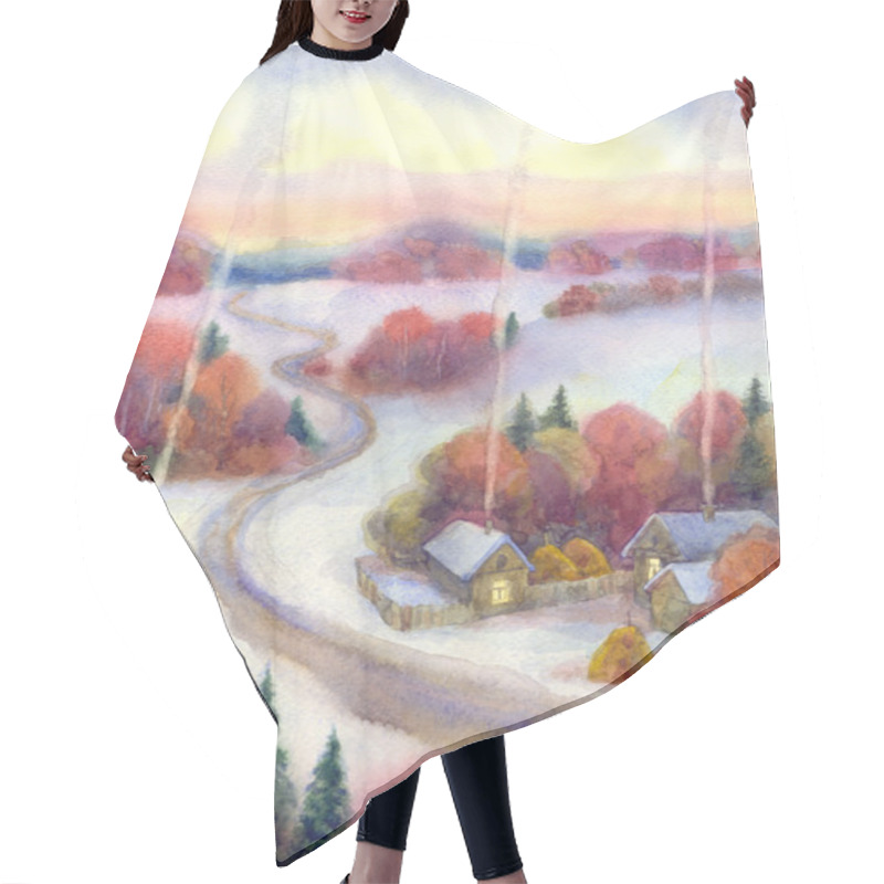 Personality  Winter Evening In The Village Hair Cutting Cape