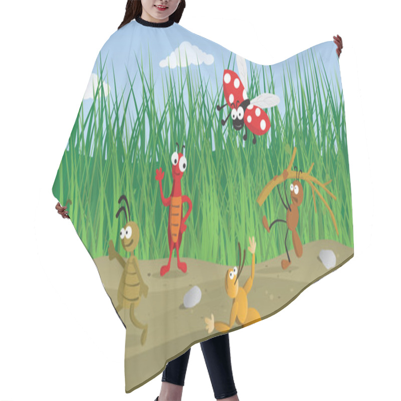 Personality  Funny Bugs In The Grass Hair Cutting Cape