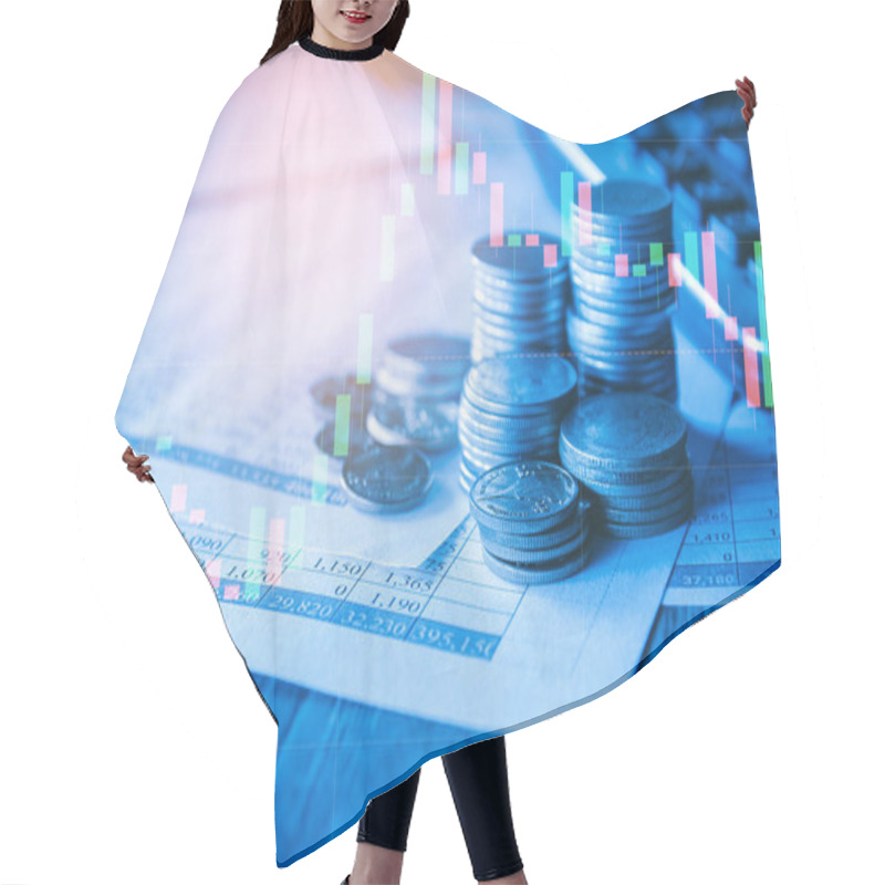 Personality  Coins Stacks, Financial Planning And Money Currency Hair Cutting Cape