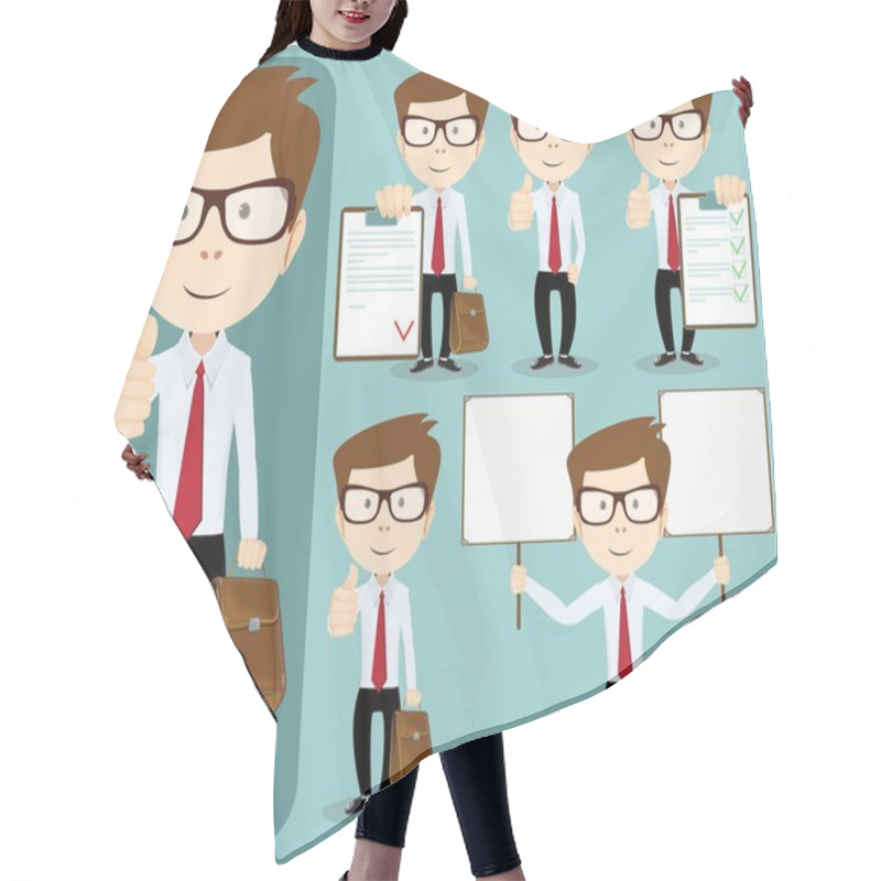 Personality  Friendly Businessman - Set.Vector Hair Cutting Cape