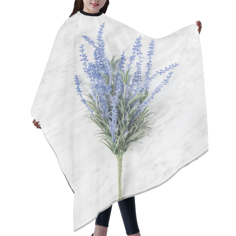 Personality  Blooming Lavender On Marble Background Hair Cutting Cape