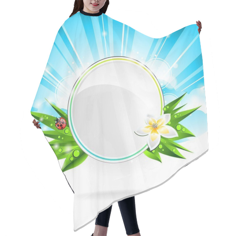 Personality  Vector Background On A Spring Theme With Flower. Hair Cutting Cape