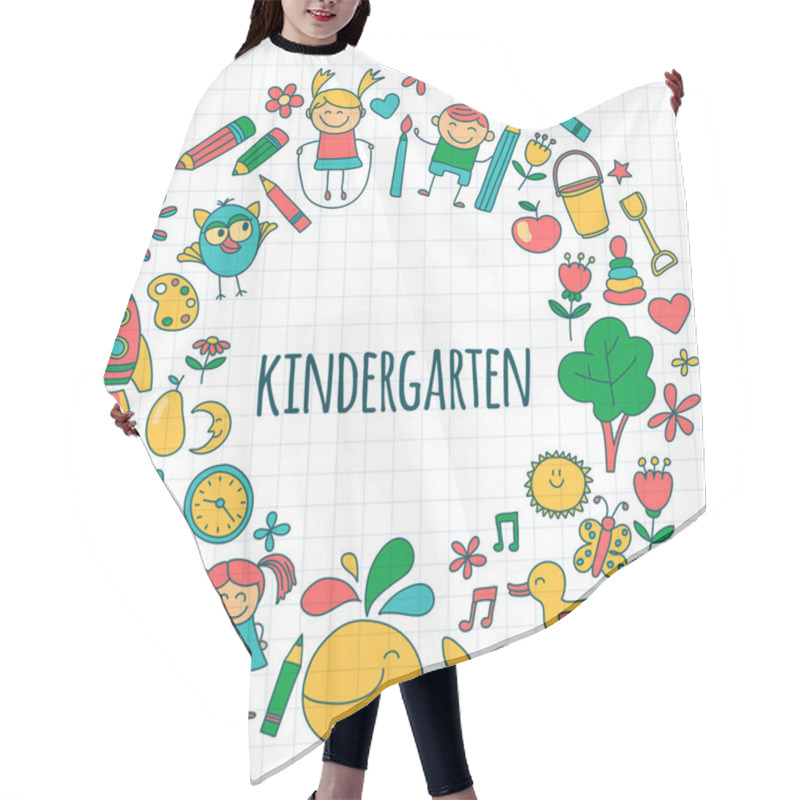 Personality  Vector Set Of Kindergarten Images Hair Cutting Cape