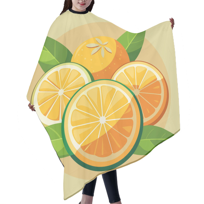 Personality  Fresh Citrus Vector Art With Orange And Lemon Slices Hair Cutting Cape