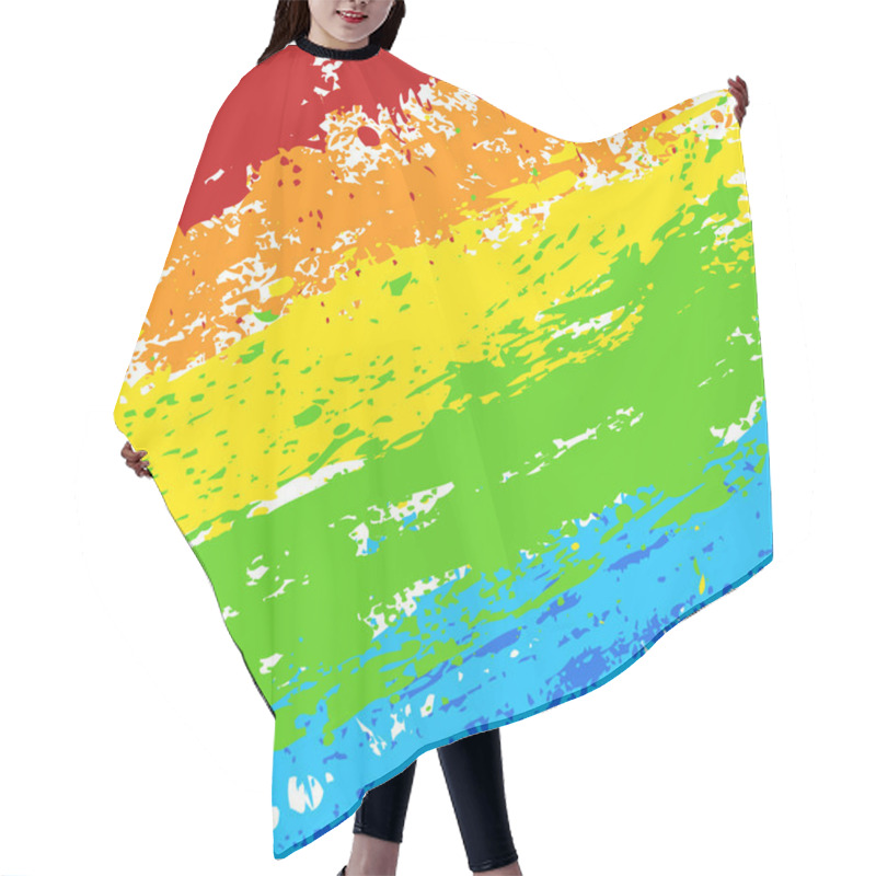 Personality  Rainbow Abstract Design Grunge Texture Hair Cutting Cape