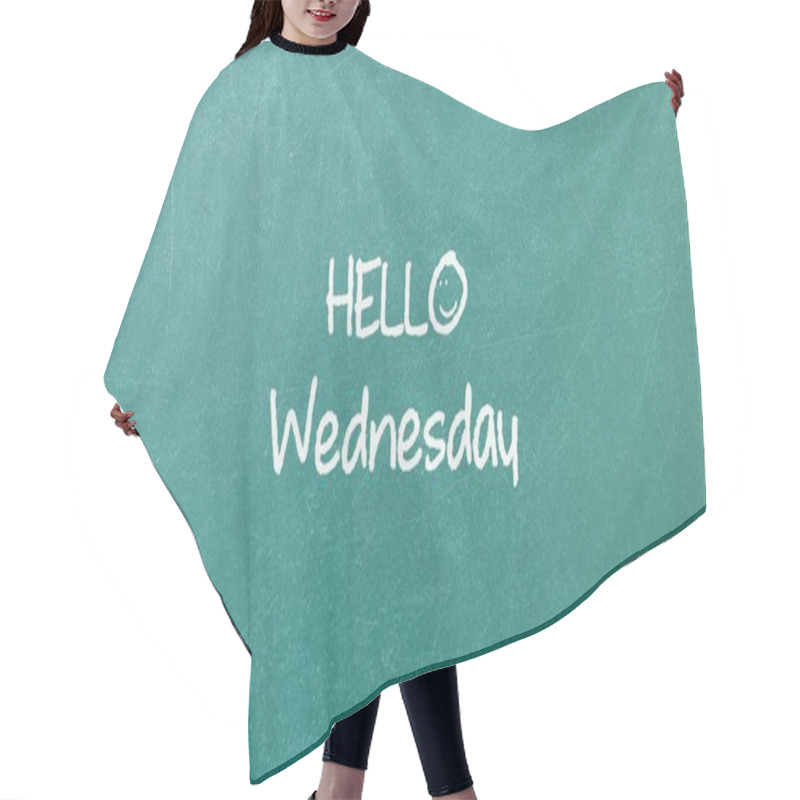 Personality  Green Blackboard Wall Texture With A Word Hello Wednesday Hair Cutting Cape