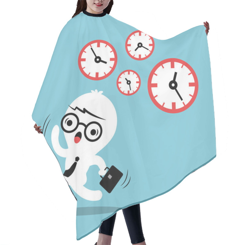 Personality  Busy Concept Running Out Of Time Business Cartoon Hair Cutting Cape