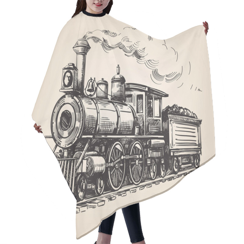 Personality  Steam Locomotive Vector Hair Cutting Cape