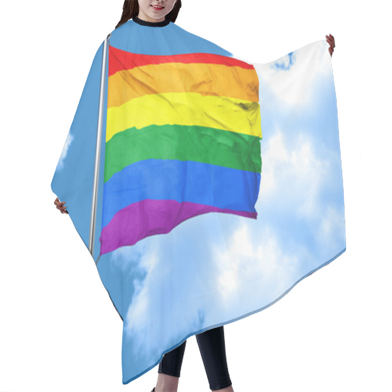 Personality  Gay Pride Flag Waving In The Wind Hair Cutting Cape