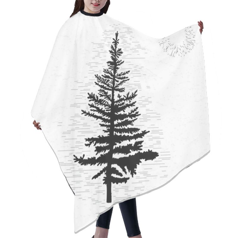 Personality  Silhouette Of Pine Tree Hair Cutting Cape