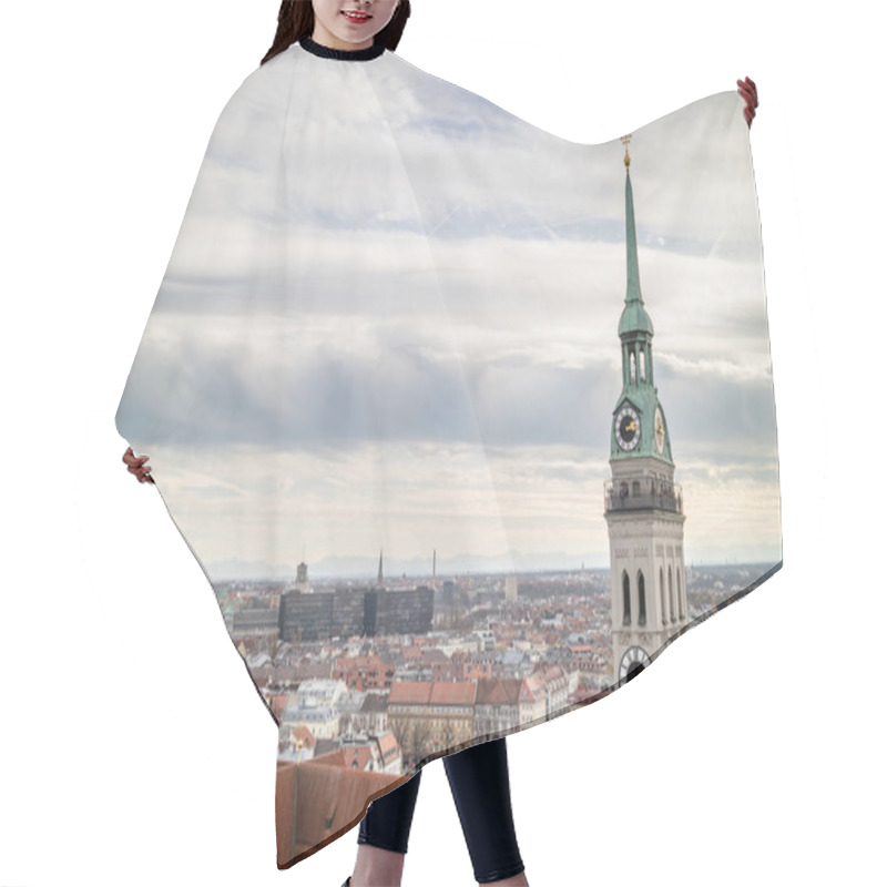 Personality  View Overlooking The Town Of Munich With St. Peters Church In The Foreground. Hair Cutting Cape