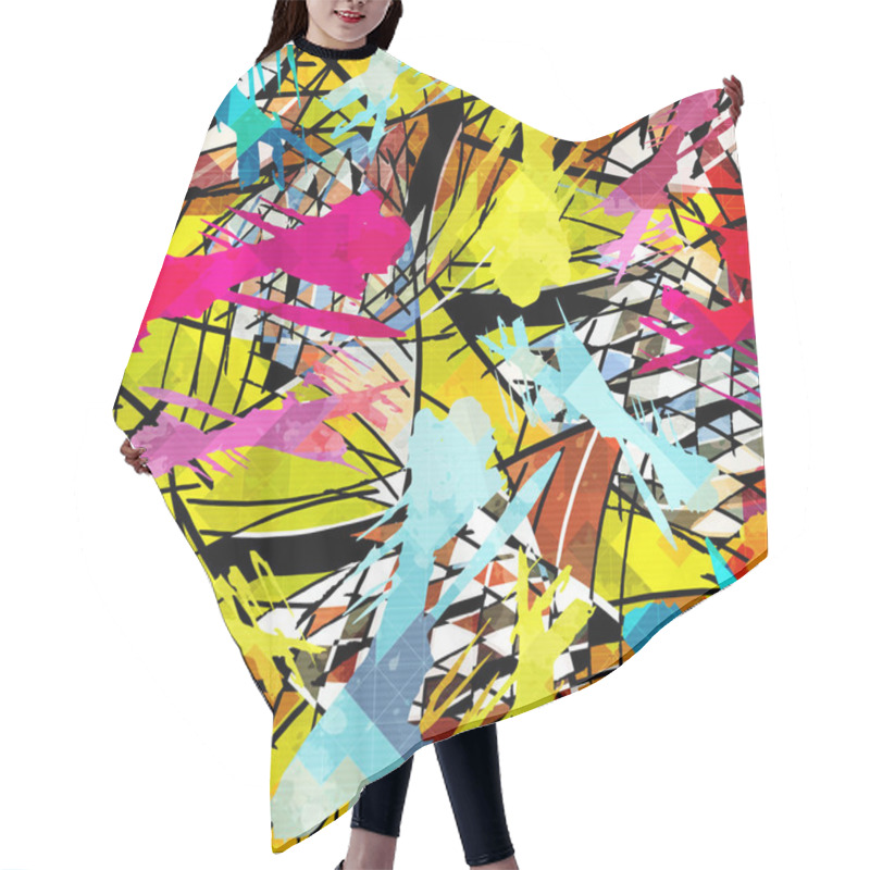 Personality  Colored Abstract Seamless Pattern In Graffiti Style. Quality Illustration For Your Design Hair Cutting Cape