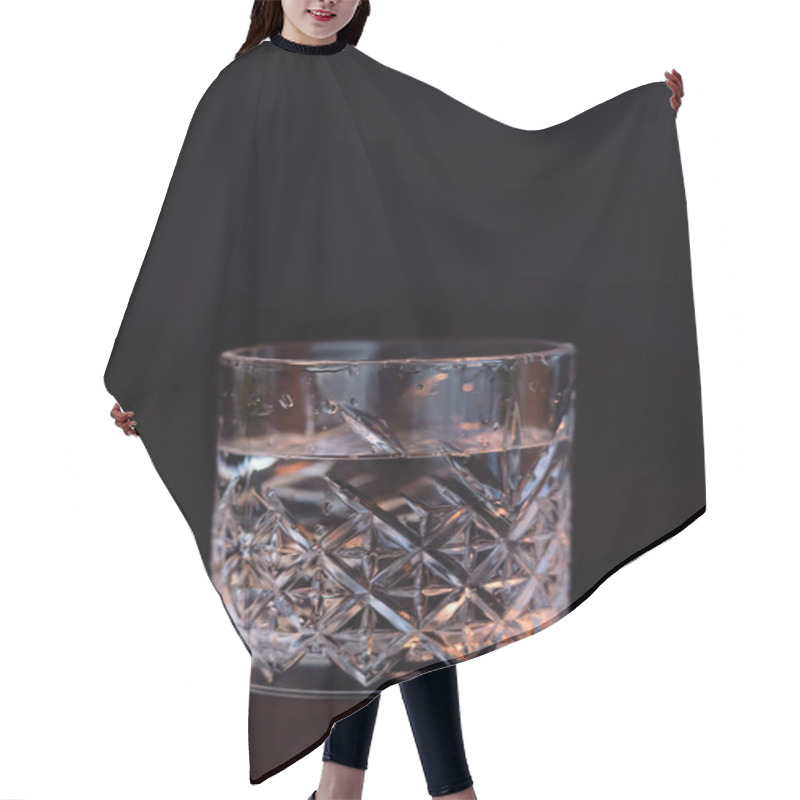 Personality  Cool Faceted Glass With Rum Isolated On Black  Hair Cutting Cape