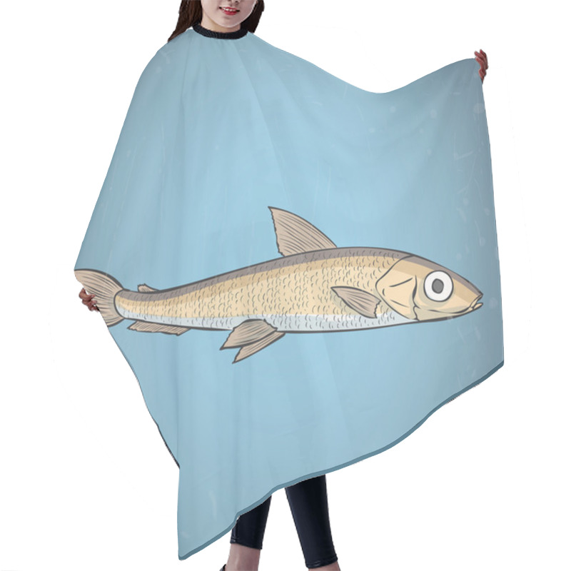 Personality  Outlined Hand Drawn Smelt Fish Hair Cutting Cape