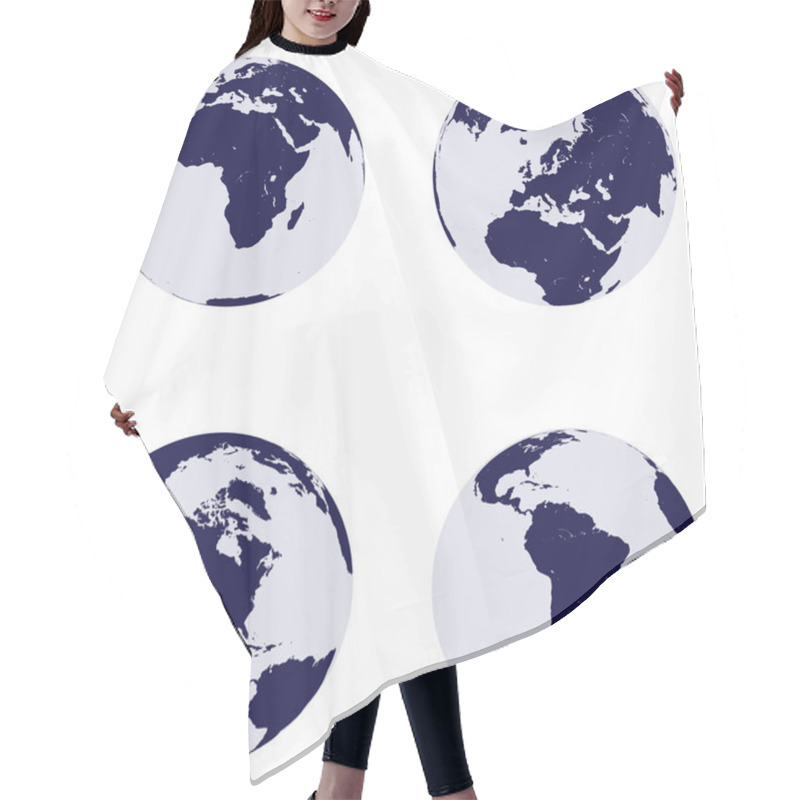 Personality  Earth Globes With 4 Continents Hair Cutting Cape