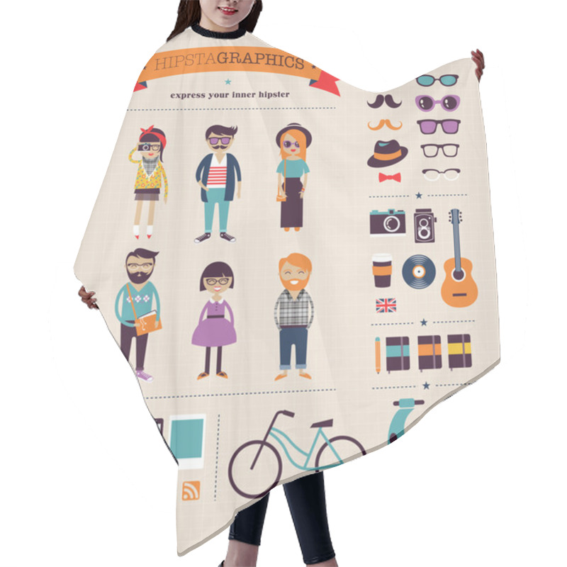 Personality  Hipster Info Graphic Concept Background With Icons Hair Cutting Cape