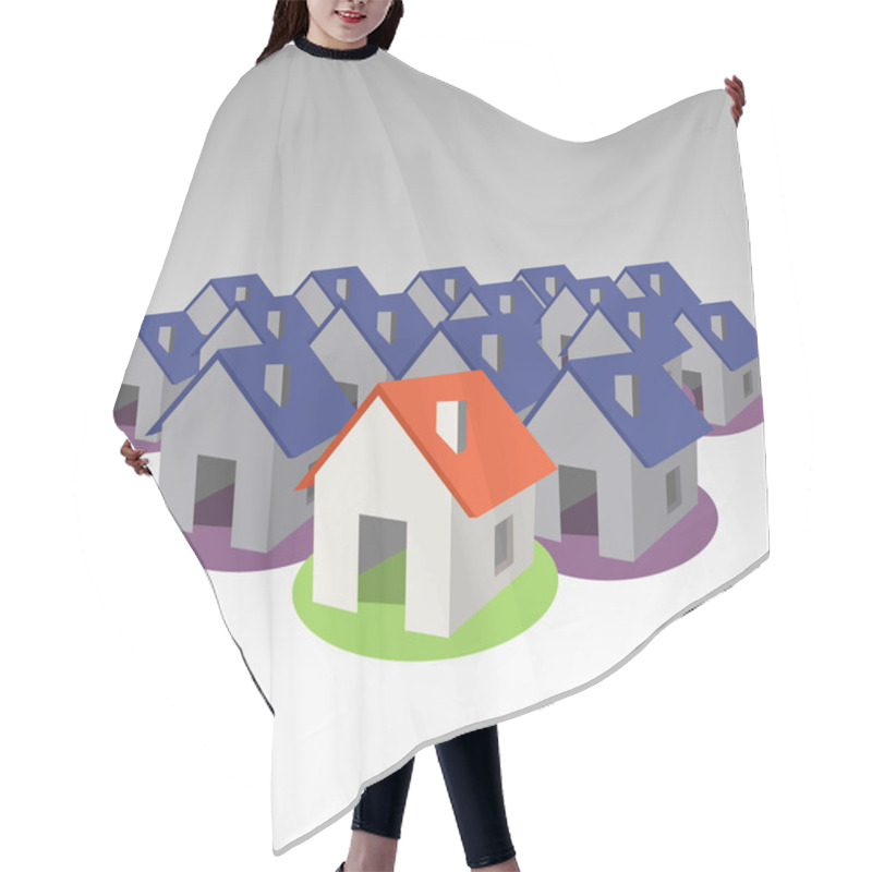 Personality  3d Model House Symbol Set Hair Cutting Cape