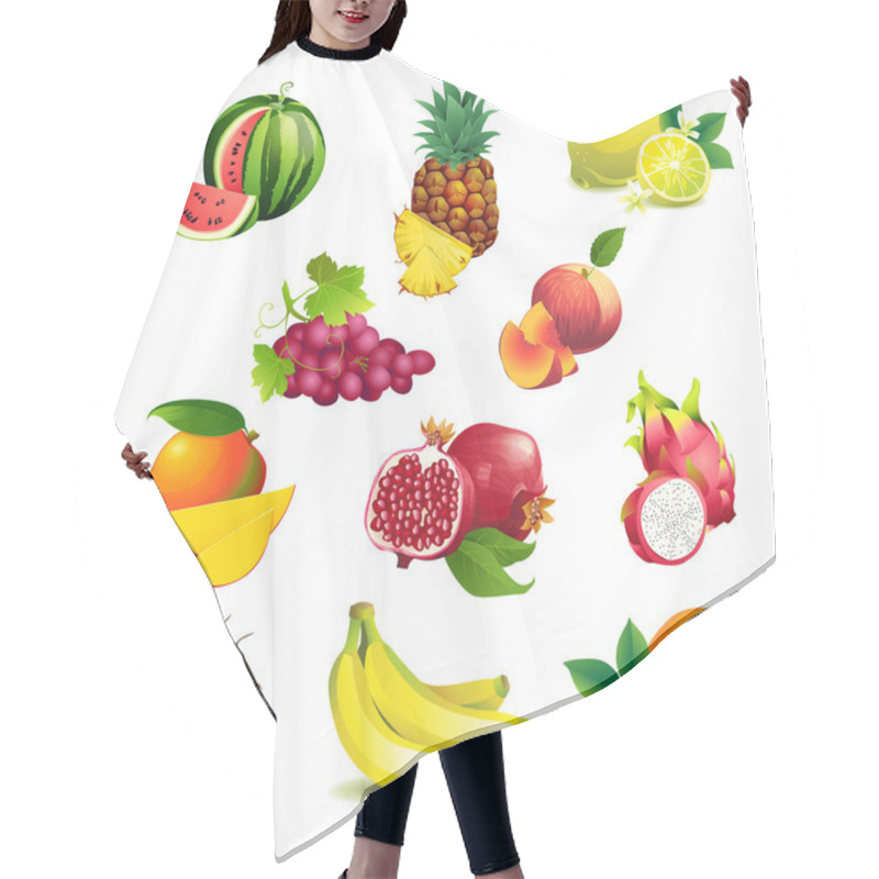 Personality  Set Of Tropical Fruits With Leaves And Flowers Hair Cutting Cape