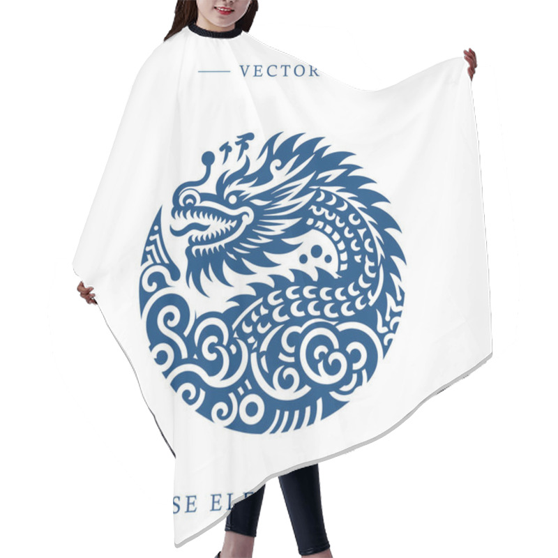 Personality  Blue And White Porcelain Chinese Dragon Pattern Hair Cutting Cape