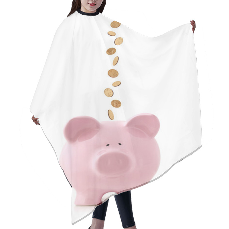 Personality  Piggy Bank With Falling Coins Hair Cutting Cape